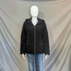 Womens Black Quilted Looking Fabric St. John’s Bay Spring Fall Jacket Size Small